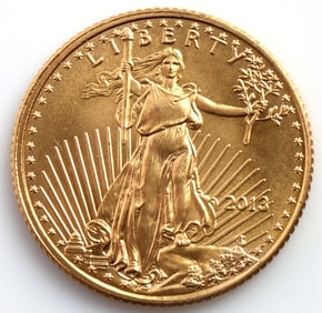 2013 GOLD 1/10 OZT OUNCE AMERICAN EAGLE BU COIN