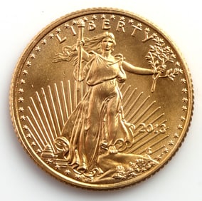 2013 GOLD 1/10 OZT OUNCE AMERICAN EAGLE BU COIN