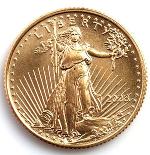 2023 GOLD 1/10 OZT OUNCE AMERICAN EAGLE BU COIN: Brilliant Uncirculated. This lot reserves at melt.
