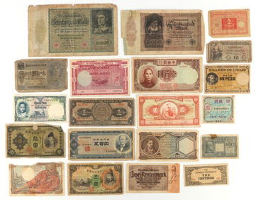 LOT OF ASSORTED GLOBAL CURRENCY 1920S-1950S