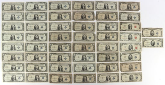 $76 FACE VALUE SILVER CERTIFICATE U.S BANKNOTE LOT