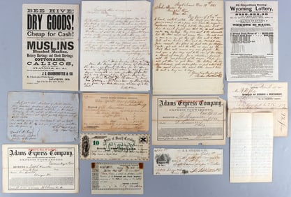 LOT OF 13 MONEY MATTERS 19TH C. COMMERCE DOCUMENTS