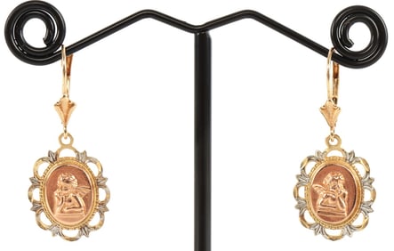 CHERUBIC ANGEL EARRINGS 14K GOLD