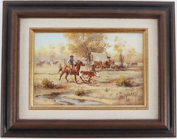 RUSS VICKERS COWBOY TRAIL PAINTING