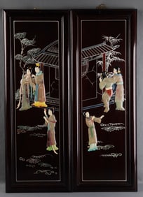CHINESE SCREEN WITH CARVED & RAISED FIGURES
