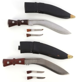 2 GURKA KUKRI KNIFE LOT W LEATHER SCABBARD
