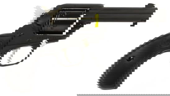 RUGER WRANGLER BIRDSHEAD .22 LR SA REVOLVER NIB: New in box. Ruger Wrangler single-action rimfire revolver. 3.75-inch barrel. 6-round capacity. Black Cerakote frame with birds head grip. Transfer bar and loading gate interlock safeties. FFL required
