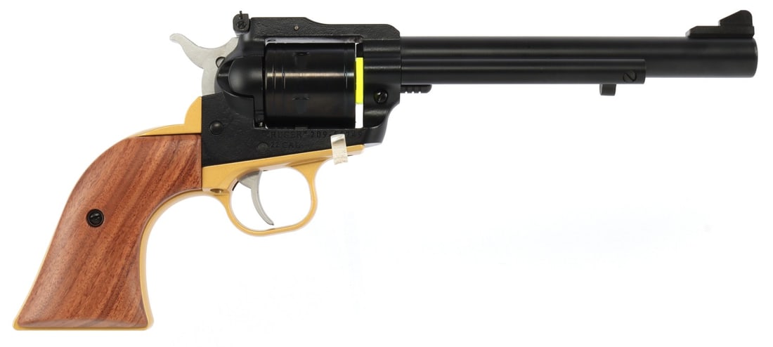 RUGER SUPER WRANGLER .22 WMR & .22 LR REVOLVER NIB: New in box. Ruger Super Wrangler (Talo Edition) single-action revolver. Includes interchangeable cylinders for .22 Magnum & .22 Long Rifle. 6.5-inch barrel length. 6-round capacity. Midnight Blue Cera