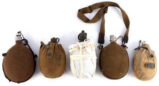 5 WWII CANTEENS BELGIUM RUSSIA HUNGARY