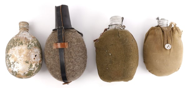 4 WWI WWII MILITARY CANTEENS GERMAN GREEK RUSSIA