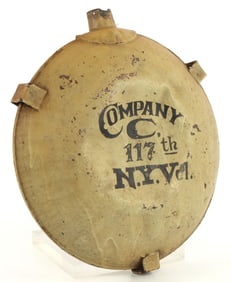US CIVIL WAR PAINTED CANTEEN 117TH NY VOLUNTEERS