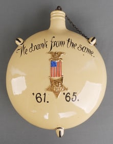US CIVIL WAR TOP TIER CERAMIC GRAND ARMY CANTEEN