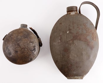 LOT 2 CIVIL WAR MILITIA STYLE SCREW CAP CANTEENS