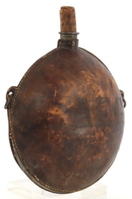 CIVIL WAR U.S CANTEEN W LEATHER COVER ROUND SWIVEL