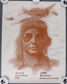SIGNED ATTACK SQUADRON 104 1986 REUNION POSTER