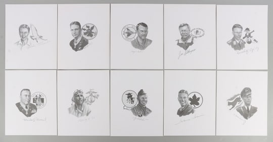 LOT WWII GATHERING OF EAGLES AUTOGRAPH SKETCHES