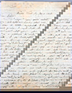 CIVIL WAR ALS NEW YEAR LETTER KENTUCKY SOLDIER: Civil War autograph letter, signed "George," dated January 1, 1862. A Federal soldier writes to his sister, "Today our regiment is on picket. We've been called on by a special order from Gen. McCook.