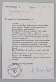 WWII GERMAN THIRD REICH HEINRICH HIMMLER SIGNATURE