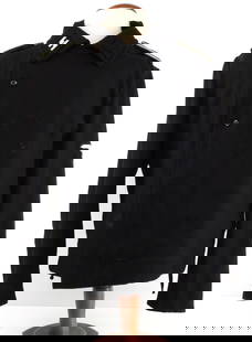 WWII GERMAN SS-VT PANZER WRAPPER BLACK WOOL TUNIC: High quality postwar piece, size XL, of black wool with plain weave cotton lining. Insignia present include Der Fuhrer monogram wool cypher shoulder boards, SS rune and blank collar tabs and left shou
