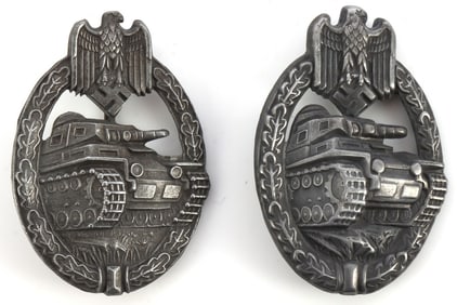 LOT OF 2 WWII GERMAN PANZER ASSAULT BADGES