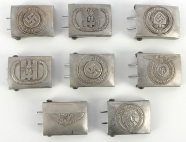 LOT OF 8 WWII GERMAN THRD REICH BELT BUCKLELS