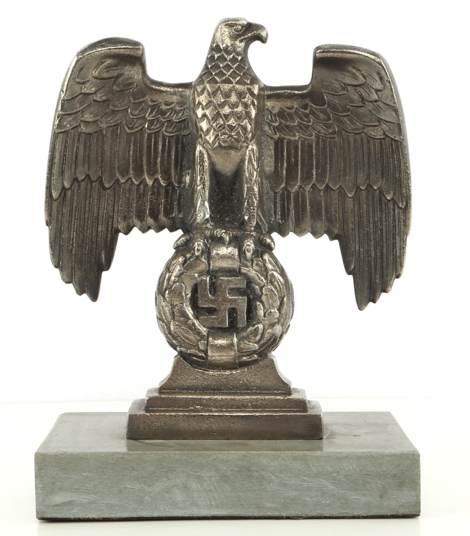 WWII GERMAN THIRD REICH NUREMBERG EAGLE BUST: Desk adornment featuring the Nurnberg Eagle. 6 X 5 X 4.25 inches. Unauthenticated, sold "as is."