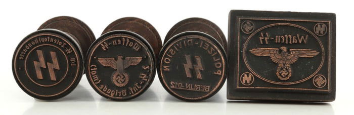 LOT OF 4 WWII GERMAN THIRD REICH SS HAND STAMPS