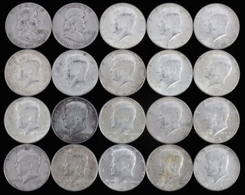 LOT OF 90% SILVER KENNEDY HALF DOLLARS $10 FACE