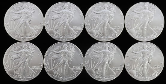 8 2022 1 OZT OUNCE SILVER AMERICAN EAGLE BU COINS