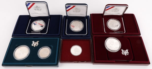 LOT 6 SILVER COMMEMORATIVE COINS FAMOUS AMERICANS