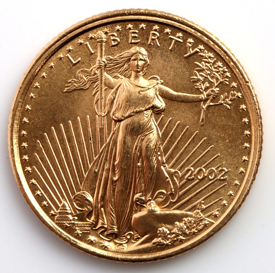 2002 GOLD 1/10 OZT OUNCE AMERICAN EAGLE BU COIN: Brilliant uncirculated. This lot reserves at melt.