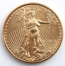 2014 GOLD 1/10 OZT OUNCE AMERICAN EAGLE BU COIN