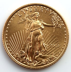 2016 GOLD 1/10 OZT OUNCE AMERICAN EAGLE BU COIN