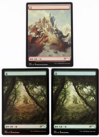 LOT OF 3 GODZILLA FOREST MOUNTAIN MAGIC FOIL
