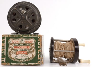 LOT OF 2 VINTAGE FISHING REELS PFLUEGER
