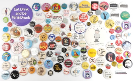 OVER 2 POUNDS OF VARIOUS PIN BACK BUTTONS
