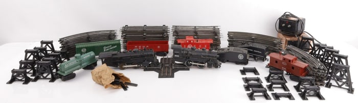 TRAIN SET LIONEL & MAR LOCO TRACK CARS & CONTROLS