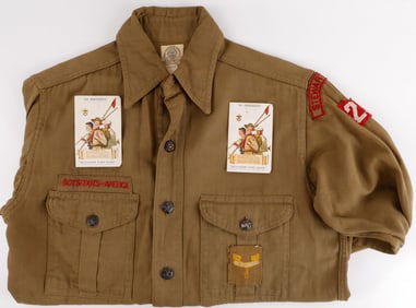 WWII BOY SCOUTS OF AMERICA SHIRT & 2 CERTIFICATES