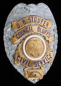 COUNCIL BLUFFS NAMED CIVIL SERVICE OBSOLETE BADGE