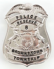BROWNSTOWN MI. POLICE OBSOLETE BADGE