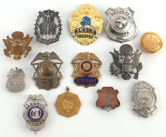LOT 13 OBSOLETE POLICE & MILITARY HAT BADGE ALASKA