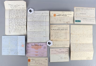 LOT OF 12 1860S BILLS & DEEDS BOSTON PHILADELPHIA