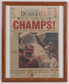 2000 TALLAHASSEE DEMOCRAT FSU TEAM SIGNED BOWDEN