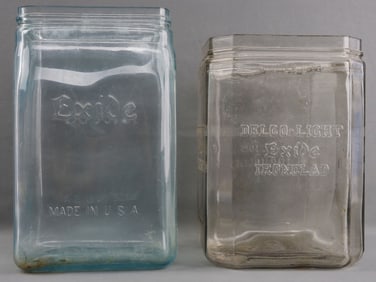 LOT OF 2 DELCO EXIDE GLASS BATTERY CASES