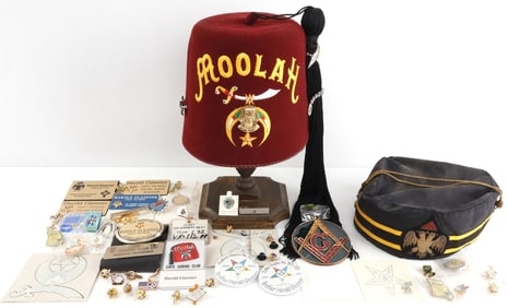 32ND DEGREE MASONIC LOT 2 FEZ PINS & BADGES
