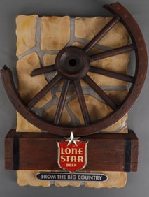 VINTAGE LONE STAR BEER WAGON WHEEL SIGN