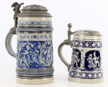 LOT OF 2 GERMAN BEER STEINS MERKELBACH & GERZ