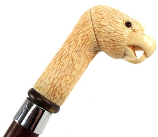 BONE PARROT HEAD BIRD GRIP WALKING CANE STICK