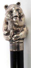 STERLING SILVER TEDDY BEAR WALKING STICK CANE
