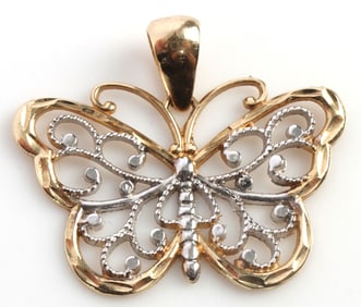 10KT YELLOW GOLD BUTTERFLY PENDANT